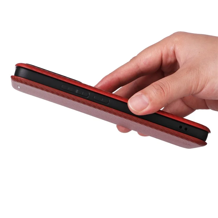 Para Xiaomi 14t Pro Case Fiber de Fibra Carbon Textura PU PU Cubierta de Cuero PU - Marrón