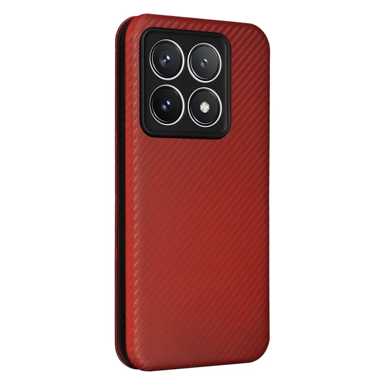 Para Xiaomi 14t Pro Case Fiber de Fibra Carbon Textura PU PU Cubierta de Cuero PU - Marrón