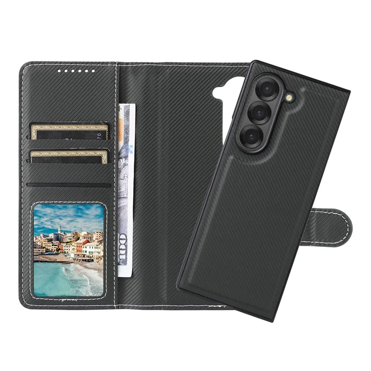 Per Samsung Galaxy Z Fold6 5G Case in Fibra di Carbonio PU Redulle Pullotto Pullotto Casa - Verde