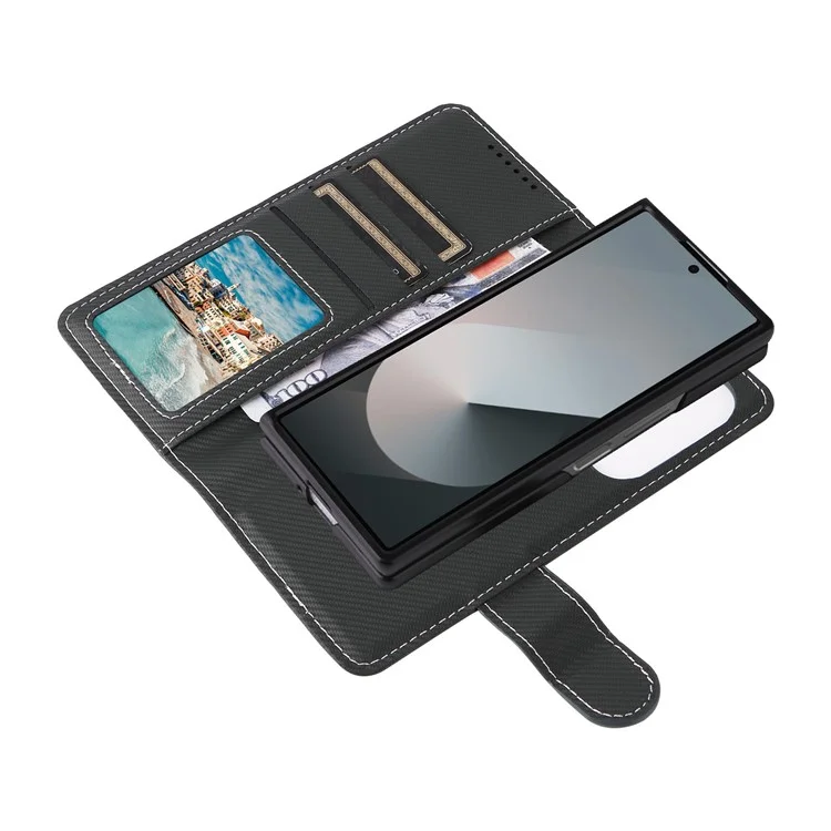 Per Samsung Galaxy Z Fold6 5G Case in Fibra di Carbonio PU Redulle Pullotto Pullotto Casa - Verde