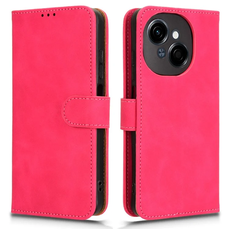 For TECNO Spark Go 2025 / Spark Go 1 / Pop 9 4G Leather Case Skin-Feel Anti-Drop Wallet Flip Phone Cover - Rose