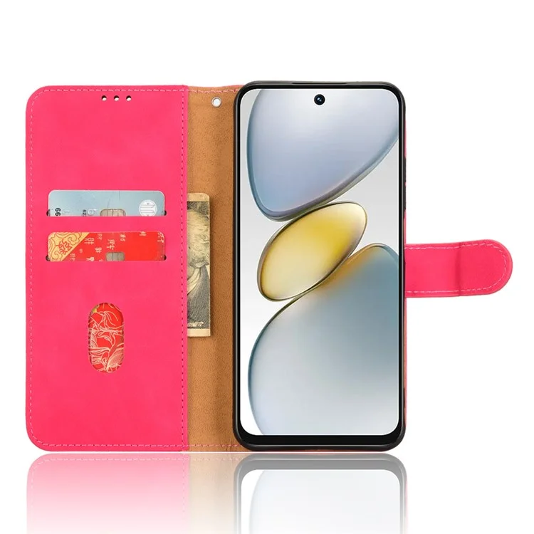 For TECNO Spark Go 2025 / Spark Go 1 / Pop 9 4G Leather Case Skin-Feel Anti-Drop Wallet Flip Phone Cover - Rose