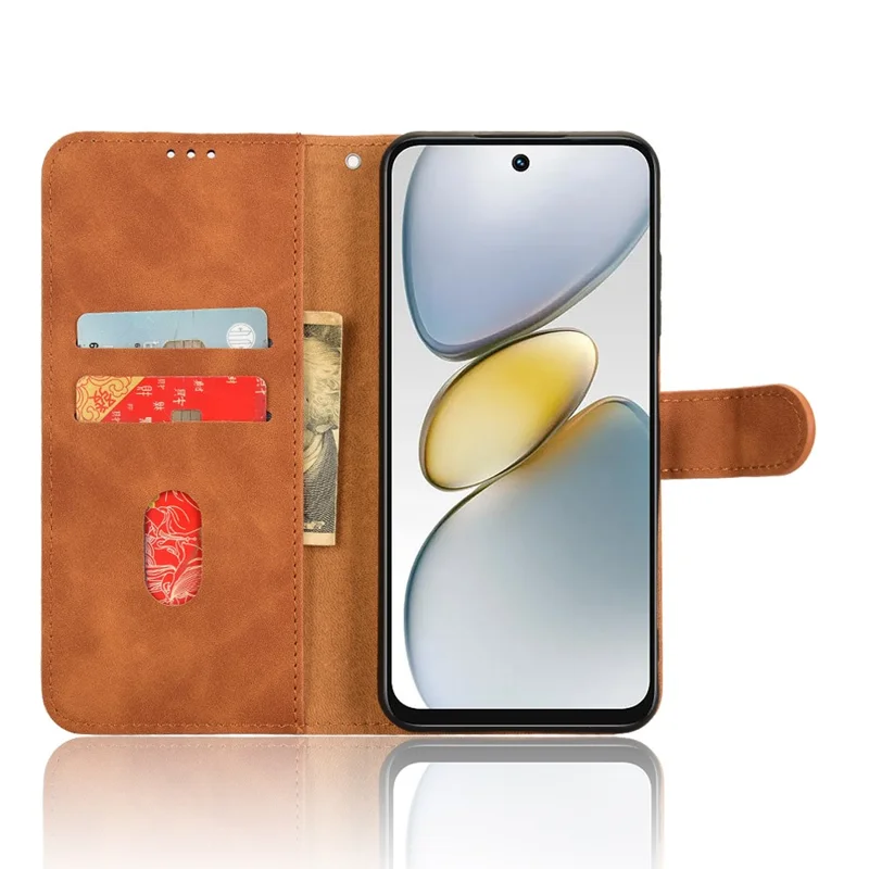 For TECNO Spark Go 2025 / Spark Go 1 / Pop 9 4G Leather Case Skin-Feel Anti-Drop Wallet Flip Phone Cover - Brown