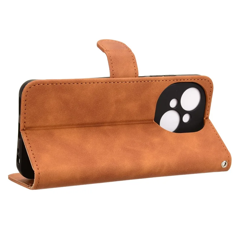 For TECNO Spark Go 2025 / Spark Go 1 / Pop 9 4G Leather Case Skin-Feel Anti-Drop Wallet Flip Phone Cover - Brown