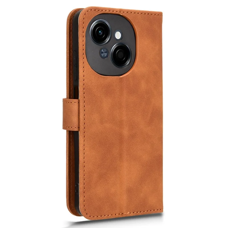 For TECNO Spark Go 2025 / Spark Go 1 / Pop 9 4G Leather Case Skin-Feel Anti-Drop Wallet Flip Phone Cover - Brown