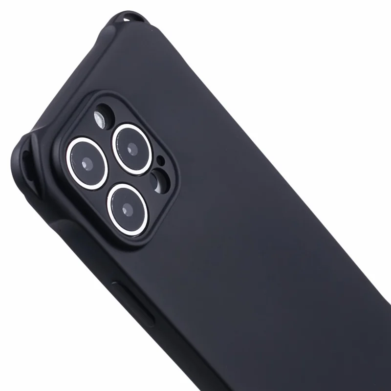 For iPhone 16 Pro Max Case Four Corner Anti Drop TPU Phone Cover with Hanging Rope - Black