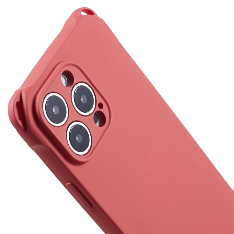 For iPhone 16 Pro Max Case Four Corner Anti Drop TPU Phone Cover with Hanging Rope - Red