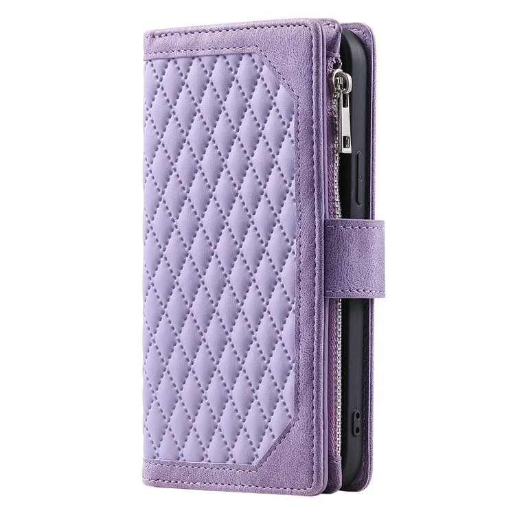 Style 005 Pour Samsung Galaxy A06 Portefeuille Case de Couture Rhombus pu Leather Téléphone Cover - Violet