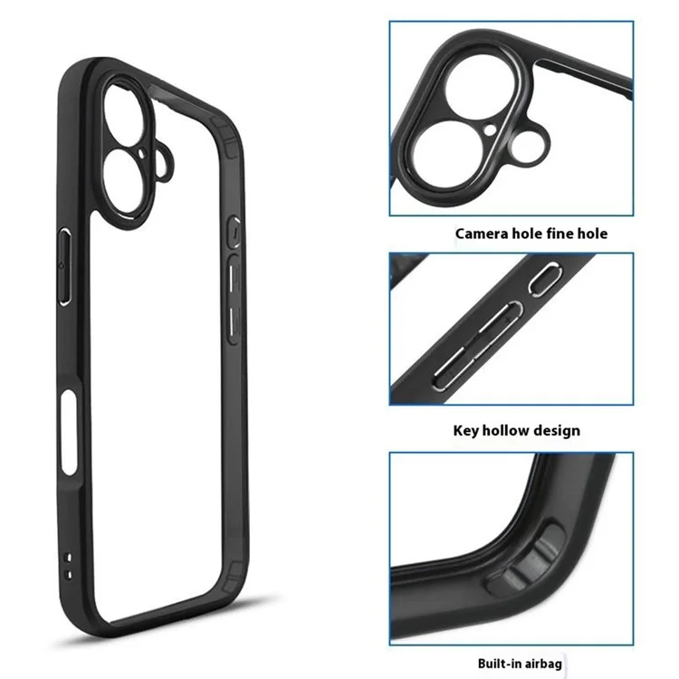 Para Iphone 16 Case Shockproof PC+TPU Claro de la Cubierta Del Teléfono Posterior