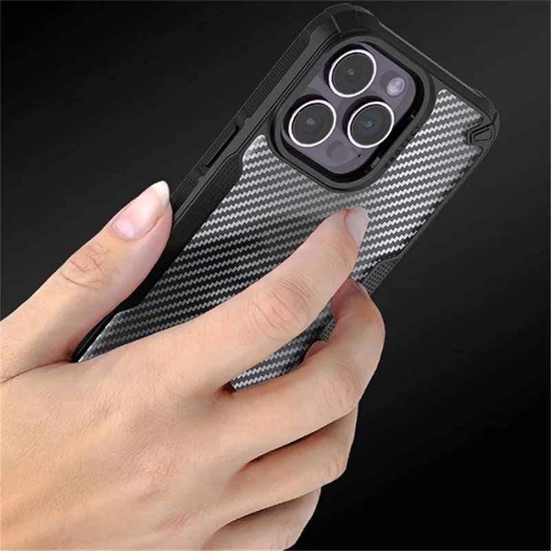 Per iPhone 16 Pro Max Case PC+TPU Phone Cover Anti-Scratch Phone Case Carbon Fiber Texture Shell