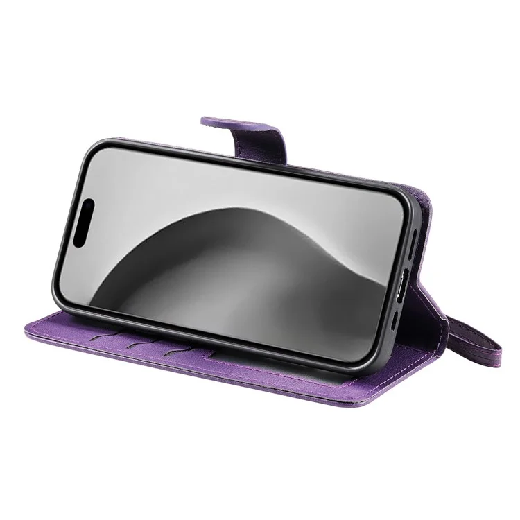 KT Leather Series-3 Для Iphone 16 Pro Case Cake Leather 2 в 1 на 1 в Кошельке. - Фиолетовый
