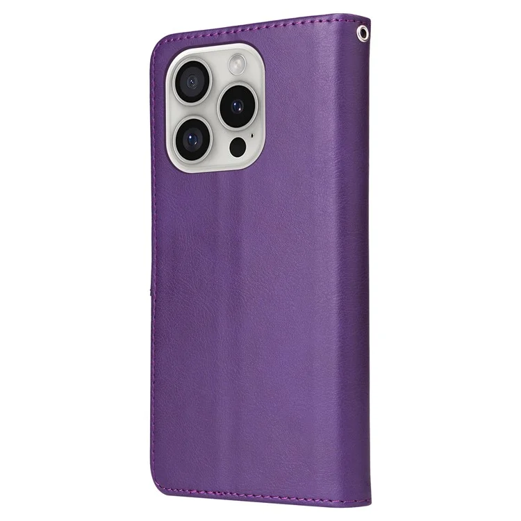 KT Leather Series-3 Для Iphone 16 Pro Case Cake Leather 2 в 1 на 1 в Кошельке. - Фиолетовый