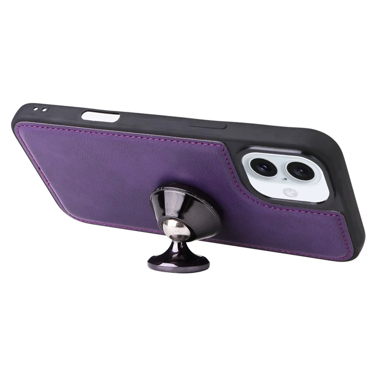 KT Leather Series-3 Per iPhone 16 Custodia in Pelle PU 2 in 1 Custodia Portafoglio Telefono Magnetica Staccabile - Viola