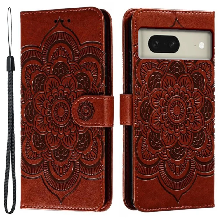 Для Google Pixel 8 Case pu Кожаная Мандала. - Коричневый