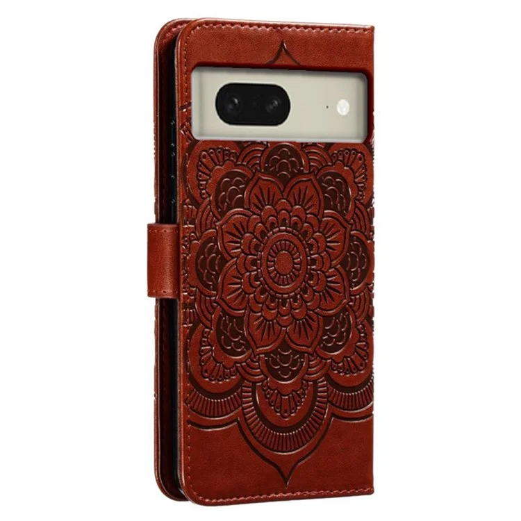Для Google Pixel 8 Case pu Кожаная Мандала. - Коричневый