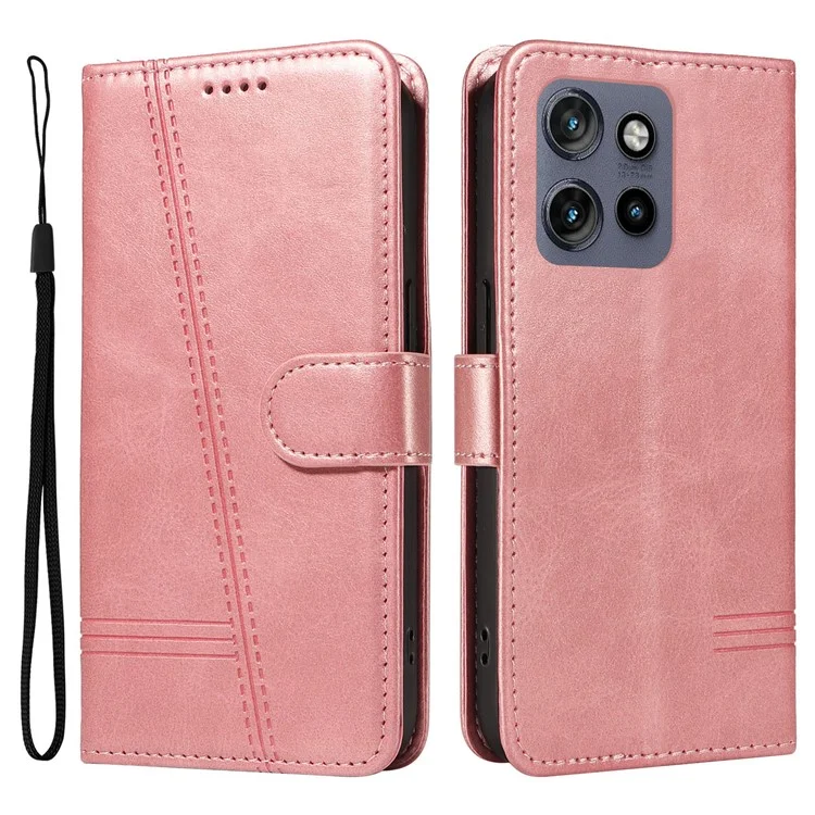 Per Motorola Edge 50 Neo 5G Flip Flip Wallet T-forma Copertina Per Telefono in Pelle - Oro Rosa
