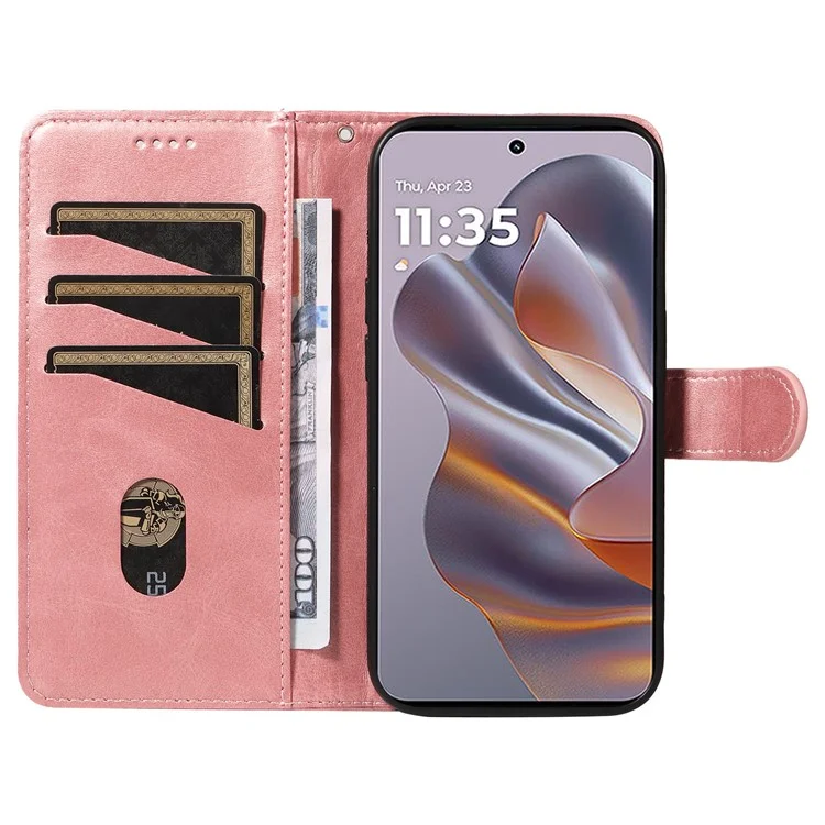 Per Motorola Edge 50 Neo 5G Flip Flip Wallet T-forma Copertina Per Telefono in Pelle - Oro Rosa