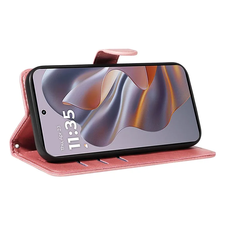 Per Motorola Edge 50 Neo 5G Flip Flip Wallet T-forma Copertina Per Telefono in Pelle - Oro Rosa
