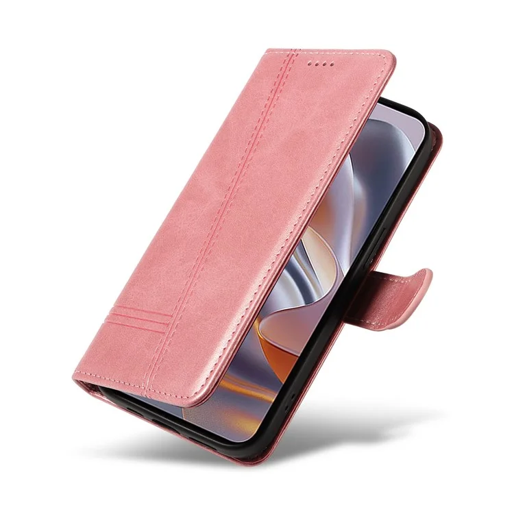 Per Motorola Edge 50 Neo 5G Flip Flip Wallet T-forma Copertina Per Telefono in Pelle - Oro Rosa