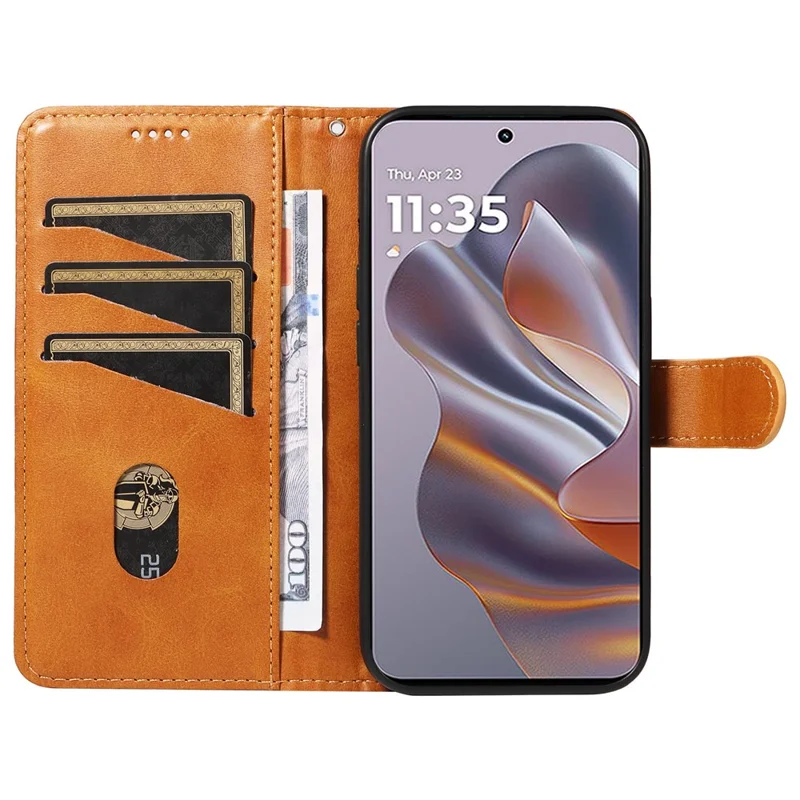 For Motorola Edge 60 Neo 5G / Edge 50 Neo 5G / Moto S50 5G / ThinkPhone 25 5G Case Flip Wallet T-Shape Lines Leather Phone Cover - Yellow