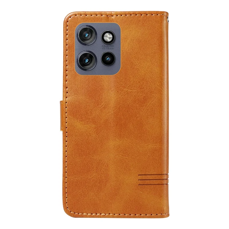 For Motorola Edge 60 Neo 5G / Edge 50 Neo 5G / Moto S50 5G / ThinkPhone 25 5G Case Flip Wallet T-Shape Lines Leather Phone Cover - Yellow