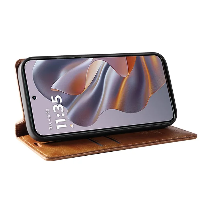 Yikatu Для Motorola Edge 50 Neo 5g Case Wallet Litchi Grain Leather Cope Cople Магнитная Автоматическая Поглощение - Коричневый