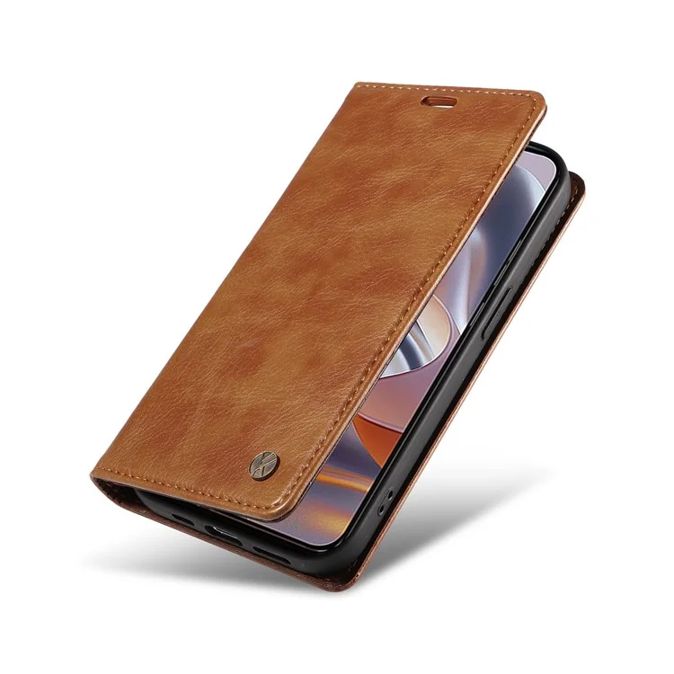 Yikatu Для Motorola Edge 50 Neo 5g Case Wallet Litchi Grain Leather Cope Cople Магнитная Автоматическая Поглощение - Коричневый