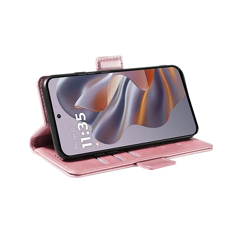 Yikatu Per Motorola Bordo 50 Neo 5g Portafoglio Portafoglio di Copertura Del Telefono in Pelle - Oro Rosa