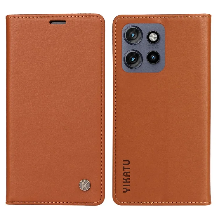 Yikatu YK-001 Per Motorola Edge 50 Neo 5G Case Copertura in Pelle Copertura Magnetica Strong Magnetic Closure - Marrone