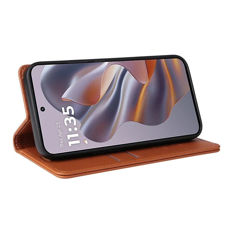 Yikatu YK-001 Per Motorola Edge 50 Neo 5G Case Copertura in Pelle Copertura Magnetica Strong Magnetic Closure - Marrone