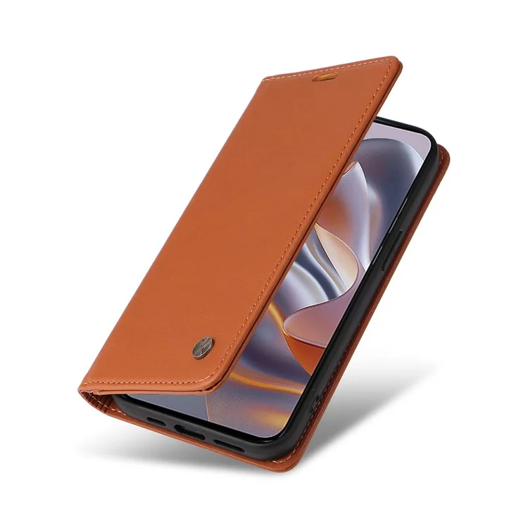 Yikatu YK-001 Per Motorola Edge 50 Neo 5G Case Copertura in Pelle Copertura Magnetica Strong Magnetic Closure - Marrone
