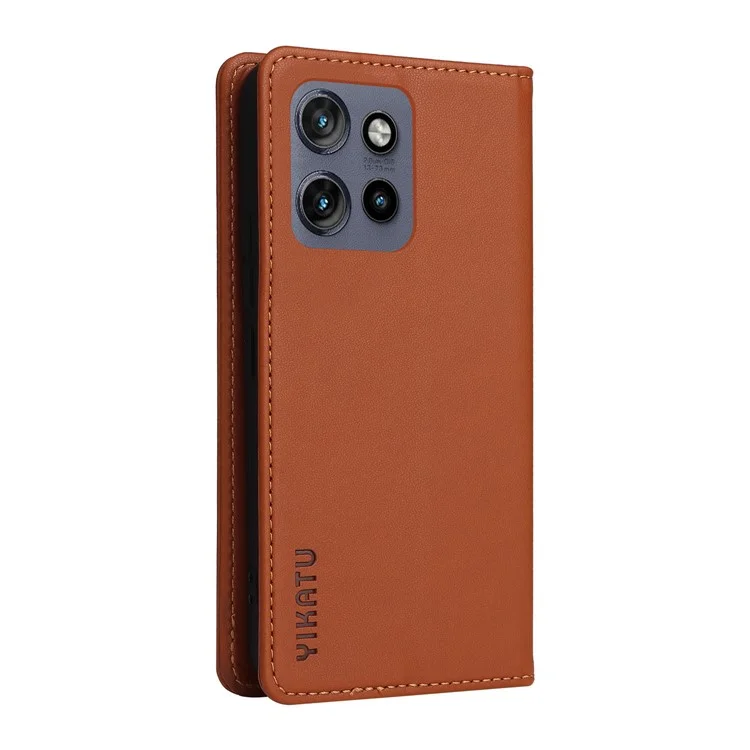 Yikatu YK-001 Per Motorola Edge 50 Neo 5G Case Copertura in Pelle Copertura Magnetica Strong Magnetic Closure - Marrone