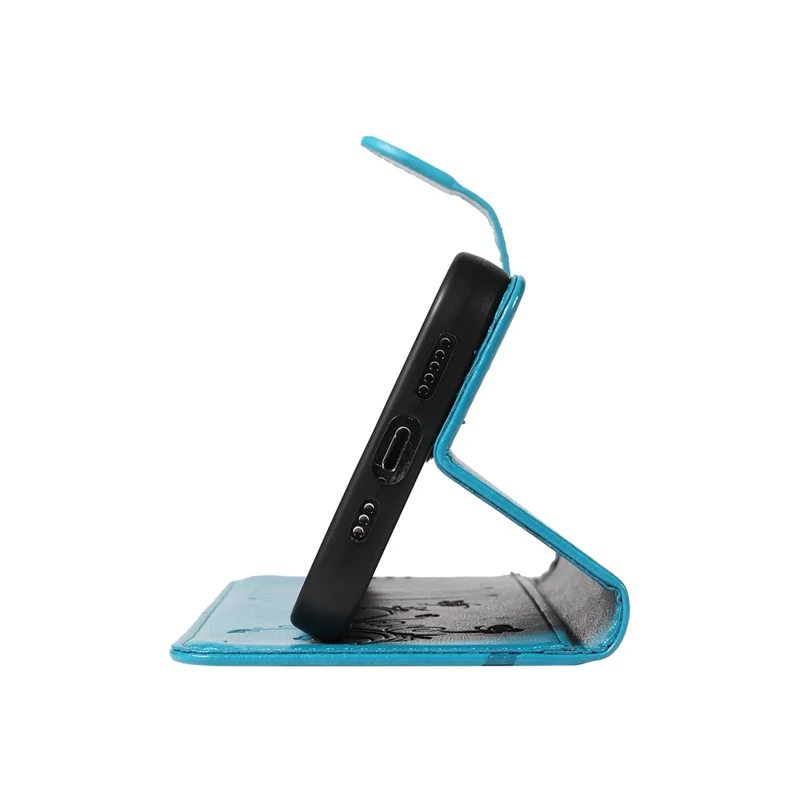 För Motorola Edge 50 Neo 5G / Moto S50 5G / Thinkphone 25 5G PU-läder Etui Blommönster Plånbok Ställbara Mobilhölle med Rem - Blå