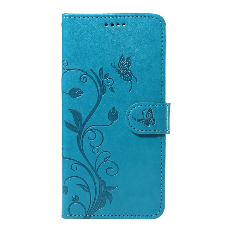 För Motorola Edge 50 Neo 5G / Moto S50 5G / Thinkphone 25 5G PU-läder Etui Blommönster Plånbok Ställbara Mobilhölle med Rem - Blå