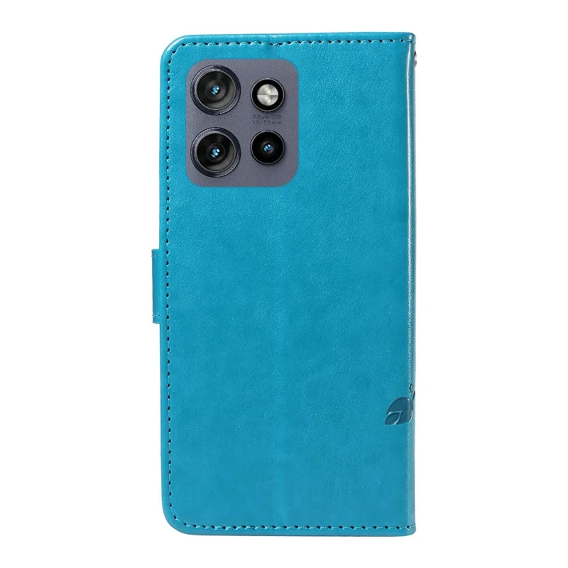 För Motorola Edge 50 Neo 5G / Moto S50 5G / Thinkphone 25 5G PU-läder Etui Blommönster Plånbok Ställbara Mobilhölle med Rem - Blå