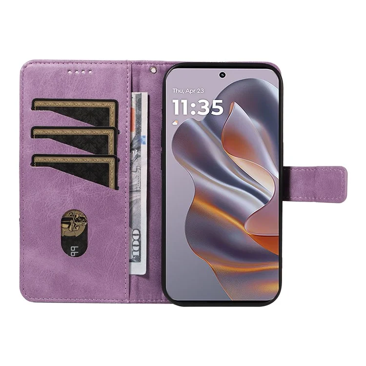 Для Motorola Edge 50 Neo 5g Case Case Geometric Geometric Line Cople Cople Phollet с Ремешком Для Запястья - Фиолетовый