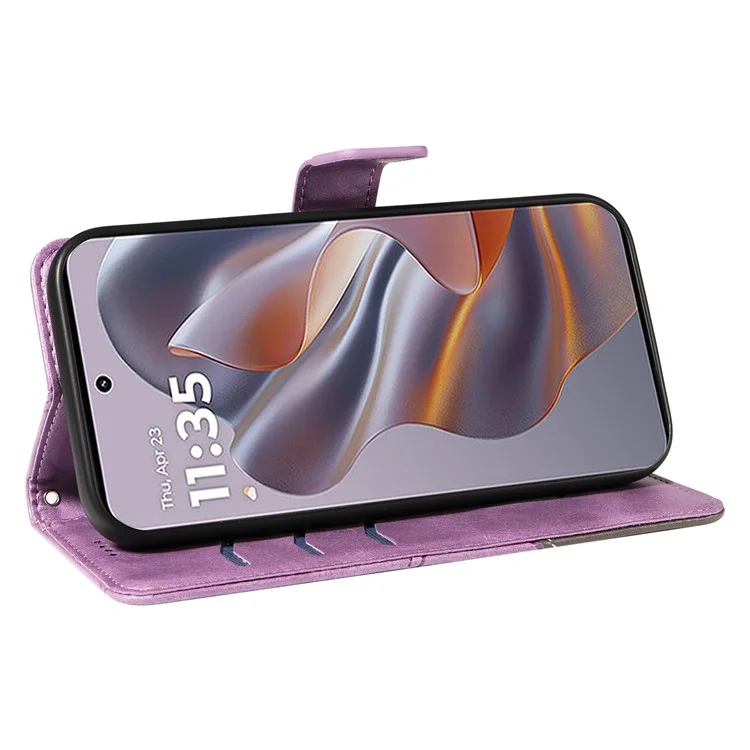 Для Motorola Edge 50 Neo 5g Case Case Geometric Geometric Line Cople Cople Phollet с Ремешком Для Запястья - Фиолетовый