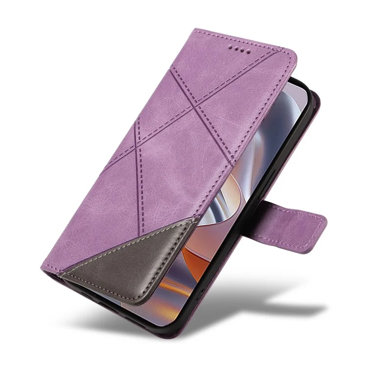 Для Motorola Edge 50 Neo 5g Case Case Geometric Geometric Line Cople Cople Phollet с Ремешком Для Запястья - Фиолетовый