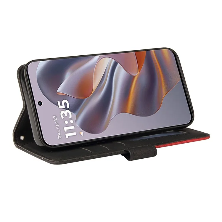 KT Leather Series-1 Para Motorola Edge 50 Neo 5g Caso de Couro Cor de Emenda de Corda de Capa de Telefone da Carteira - Preto