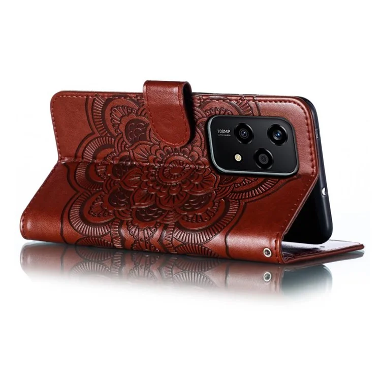 Для Чести 200 Lite Case PU Кожаная Мандала. - Коричневый