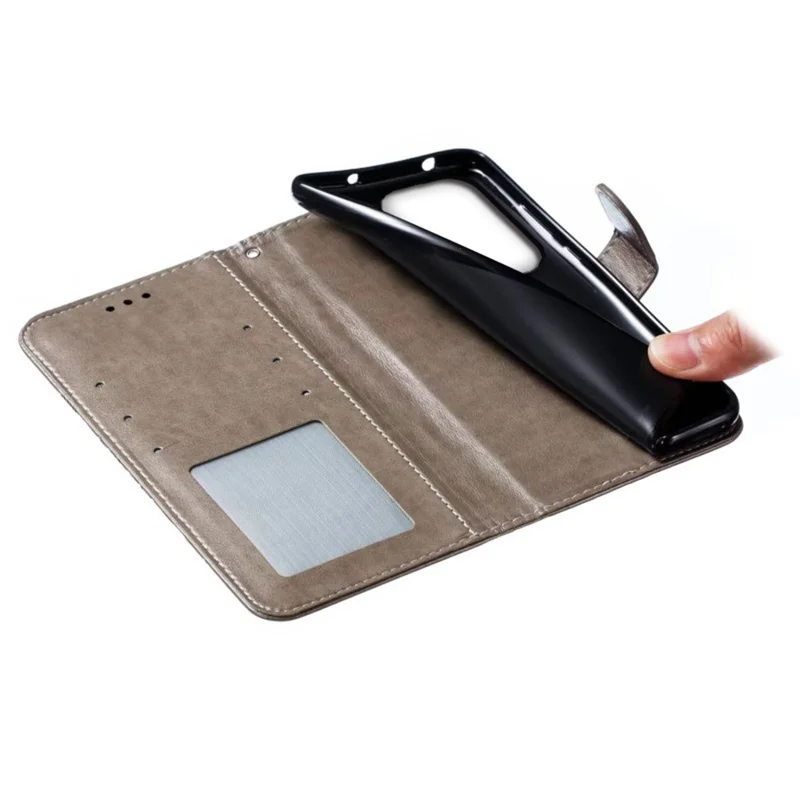 For Honor 200 Lite Case PU Leather Mandala Imprinted Design Wallet Phone Cover - Grey