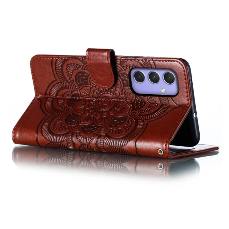 Para Samsung Galaxy S23 fe Case PU Mandala Mandala Impresión de Diseño de la Billetera de la Billetera - Marrón