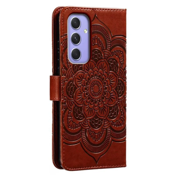 Pour Samsung Galaxy A05s 4G Case de Porte-monnaie en Cuir PU Mandala Imprimé de Conception - Brun