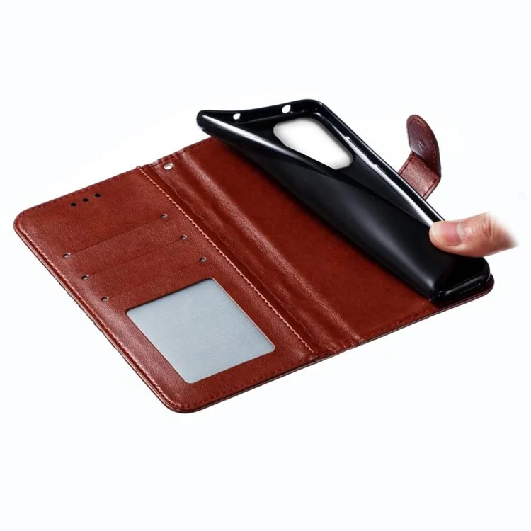 Pour Samsung Galaxy S24 Case de Porte-monnaie en Cuir PU Mandala Imprimé de Conception - Brun