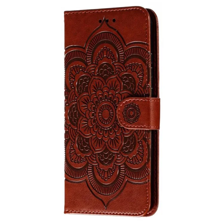 Per Samsung Galaxy A35 Case 5G PU Leather Mandala Design Exprinted Design Coperchio Telefonico - Marrone