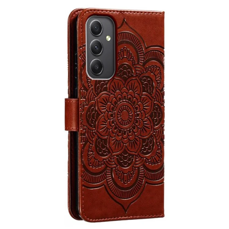 Per Samsung Galaxy A35 Case 5G PU Leather Mandala Design Exprinted Design Coperchio Telefonico - Marrone