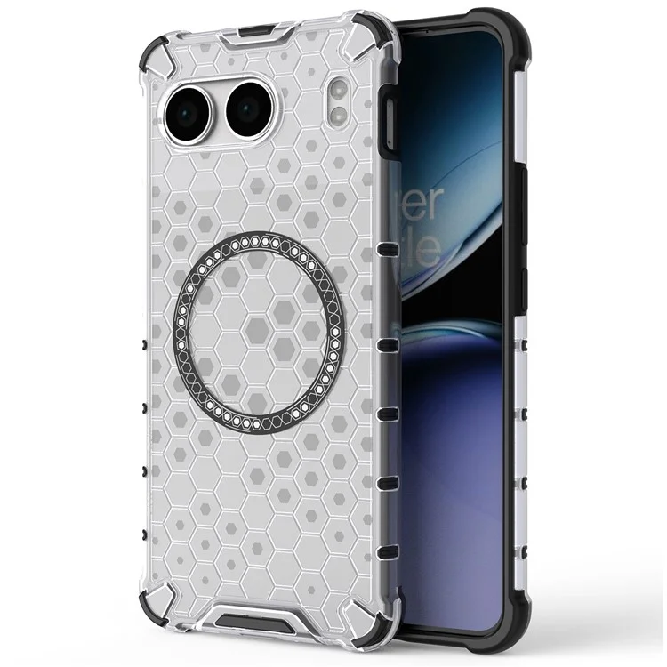 Para OnePlus Nord 4 Case Compatível com MagSafe Design em Favo de Mel TPU+PC Capa de Telefone - Transparente