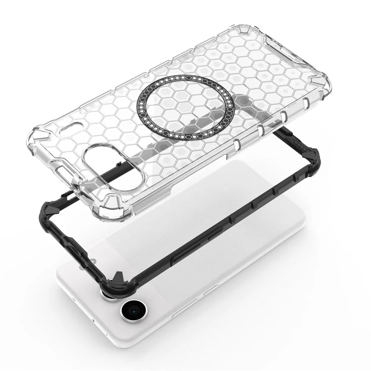 Para OnePlus Nord 4 Case Compatível com MagSafe Design em Favo de Mel TPU+PC Capa de Telefone - Transparente