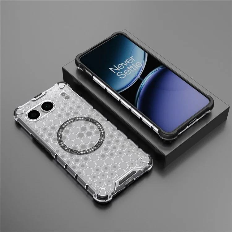 Para OnePlus Nord 4 Case Compatível com MagSafe Design em Favo de Mel TPU+PC Capa de Telefone - Transparente