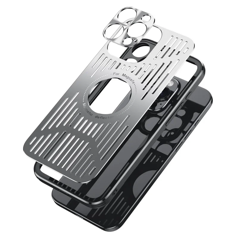 For iPhone 16 Pro Max Case Back Hollow Heat Dissipation Aluminum Alloy Phone Cover - Silver